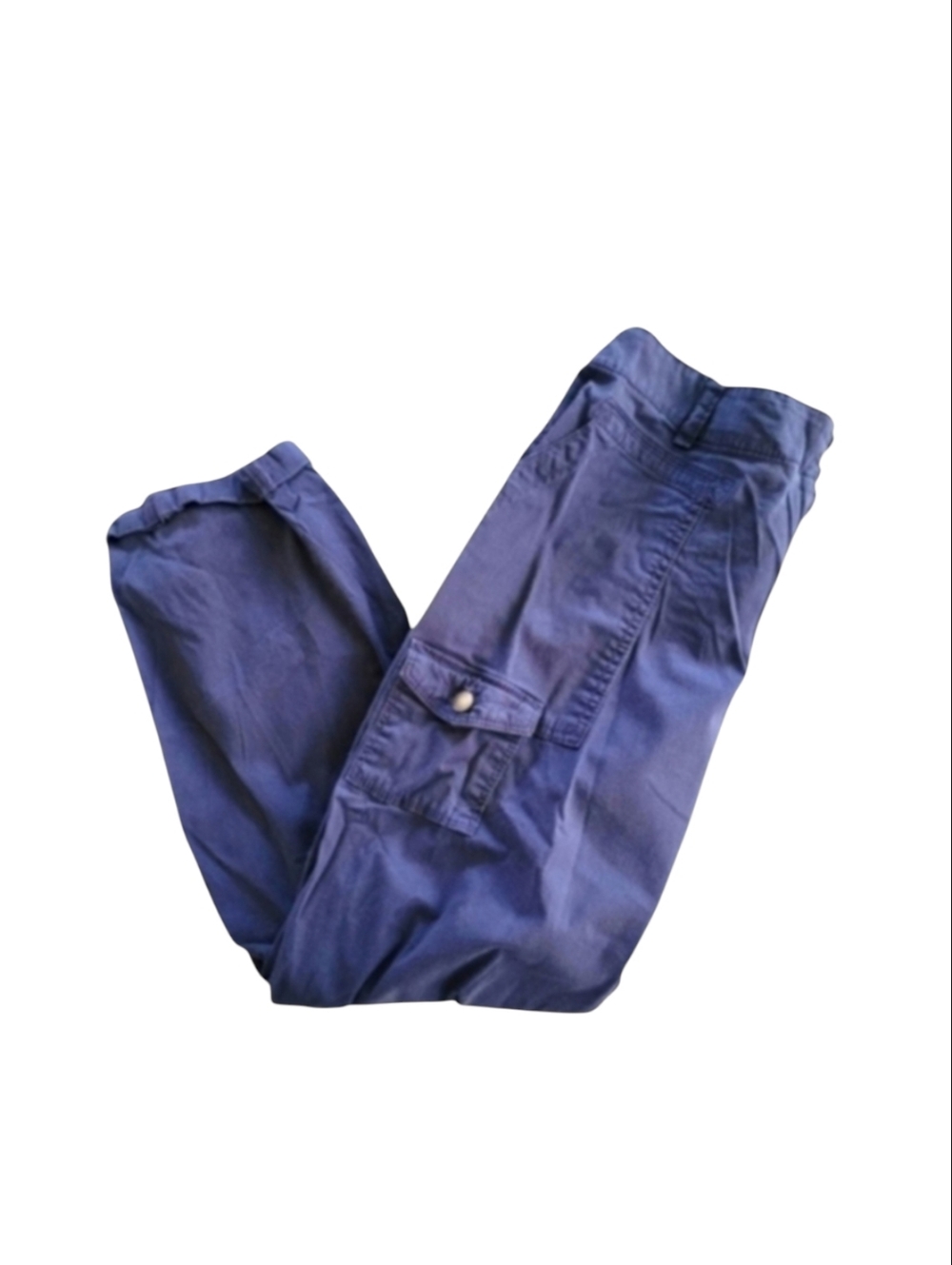 Time & Tru Blue Relaxed Fit Stretchy Waist Pocketed Cuffed Pants Size 8 Womens